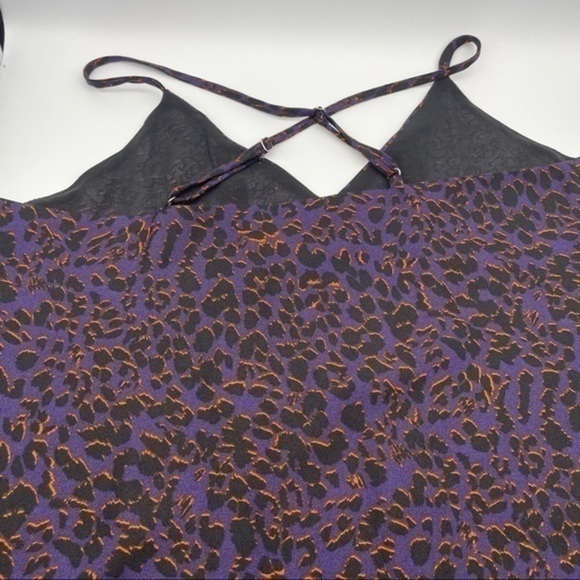 Evereve Allison Joy Tank Top Leopard Print Cami xs Purple & Orange NWT Blouse - Picture 4 of 7